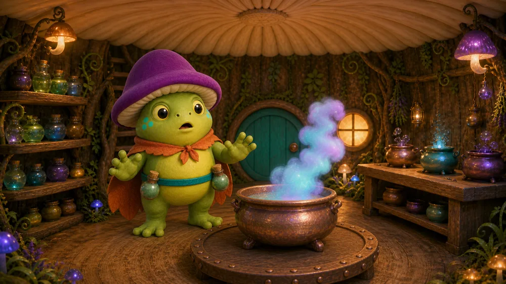 Magister Mucklebloom surprised by a bubbling spell